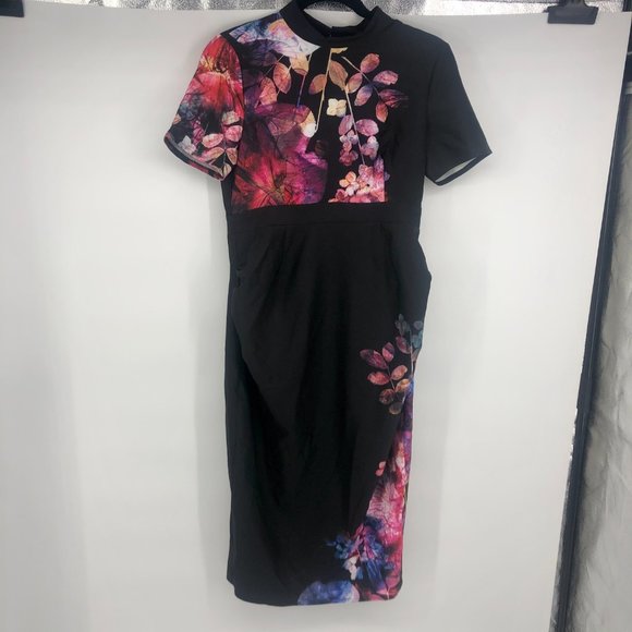 Little Mistress Maternity Black Floral Pencil 6 - Picture 7 of 9